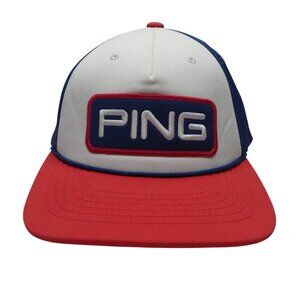 Ping Red White Blue 110 One Ten Flexfit Tech Yupoong Rope Snapback Golf Hat Cap